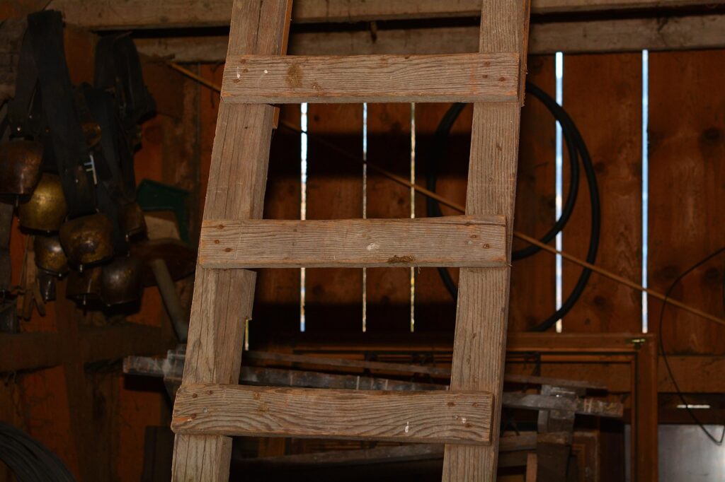 Ladder, wooden ladder, wood, staircase, rise, old