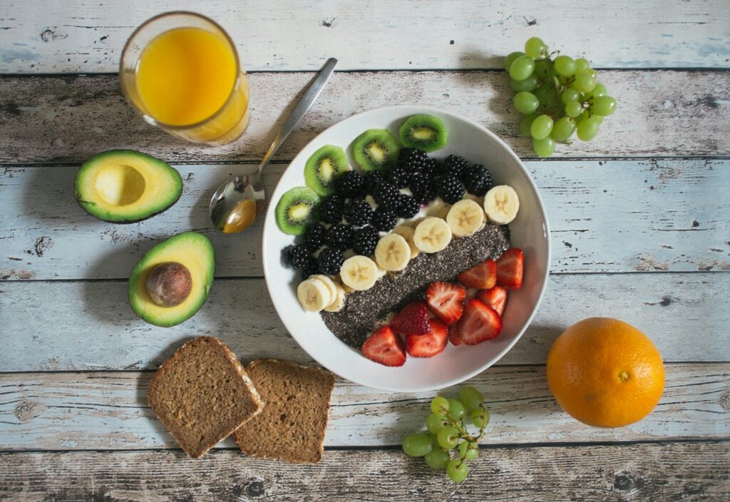 Fruit lot on ceramic plate