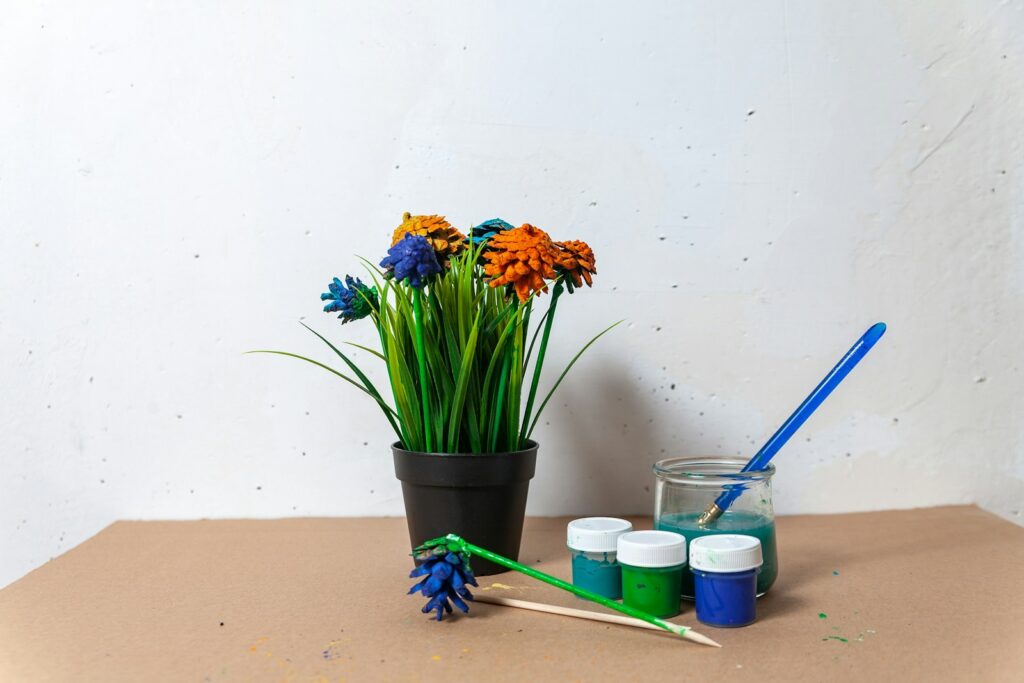 A potted plant with flowers