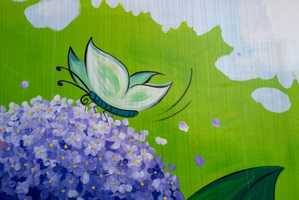 Green and white floral textile