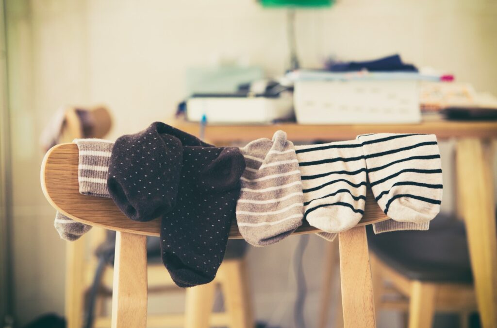 Hanging socks on chair