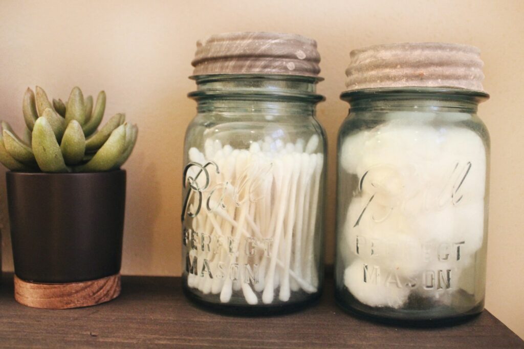 Bunch of cottons in jar