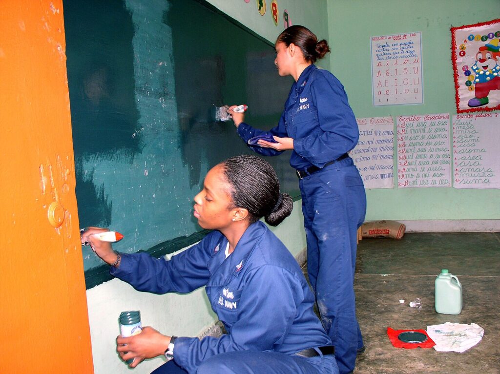 Apply fresh paint to the chalkboards.