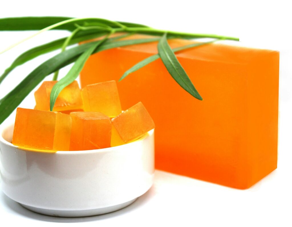 Orange and white round container
