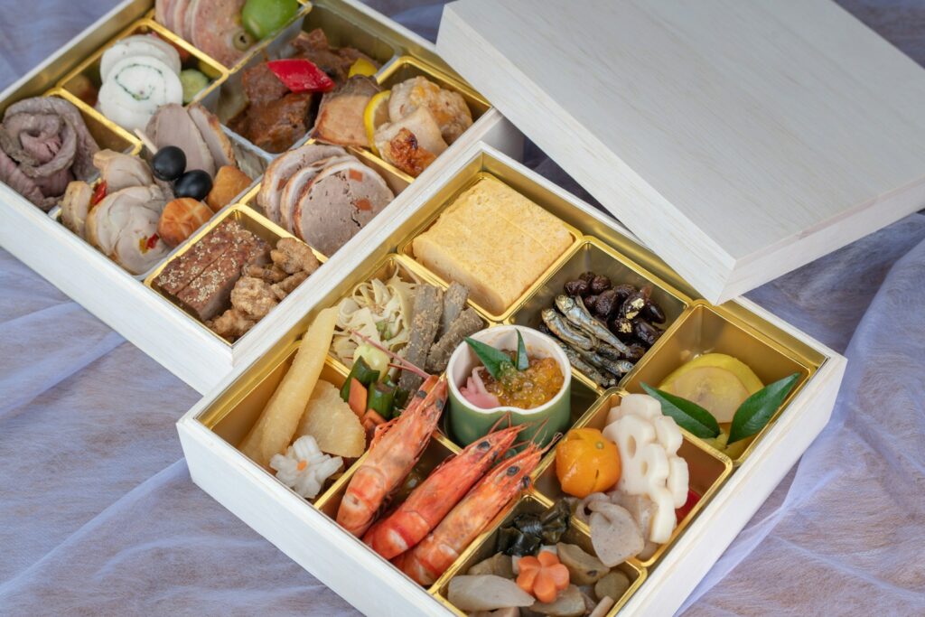 Seafoods in lunchbox.