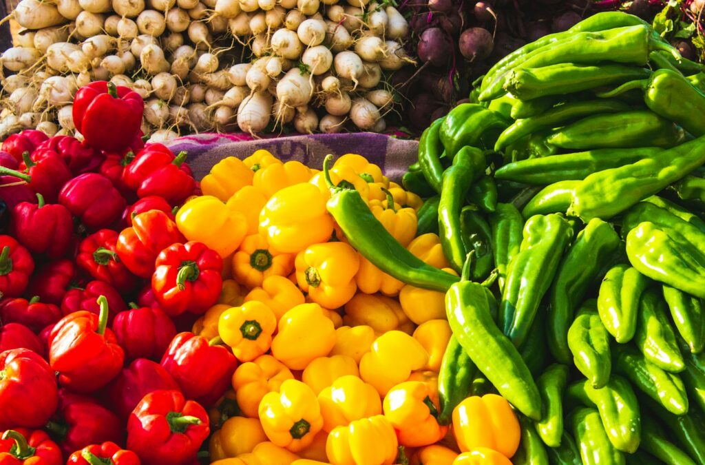 Variety of vegetables on display.
