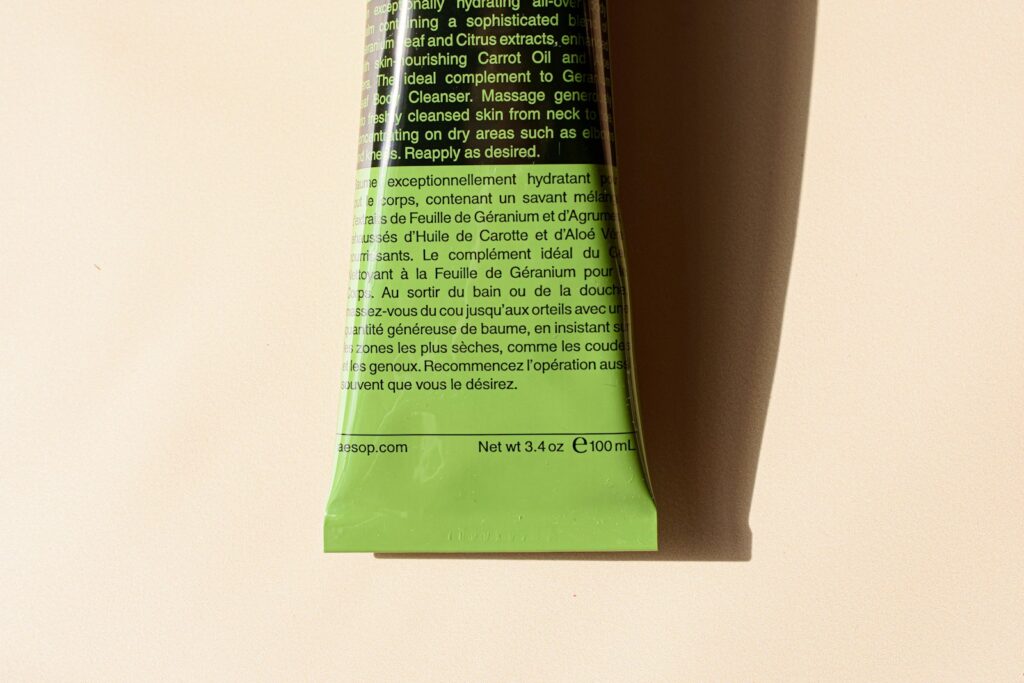 A tube of toothpaste sitting on top of a table.