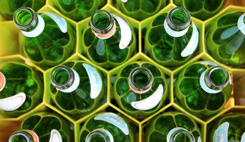 Green bottle lot.