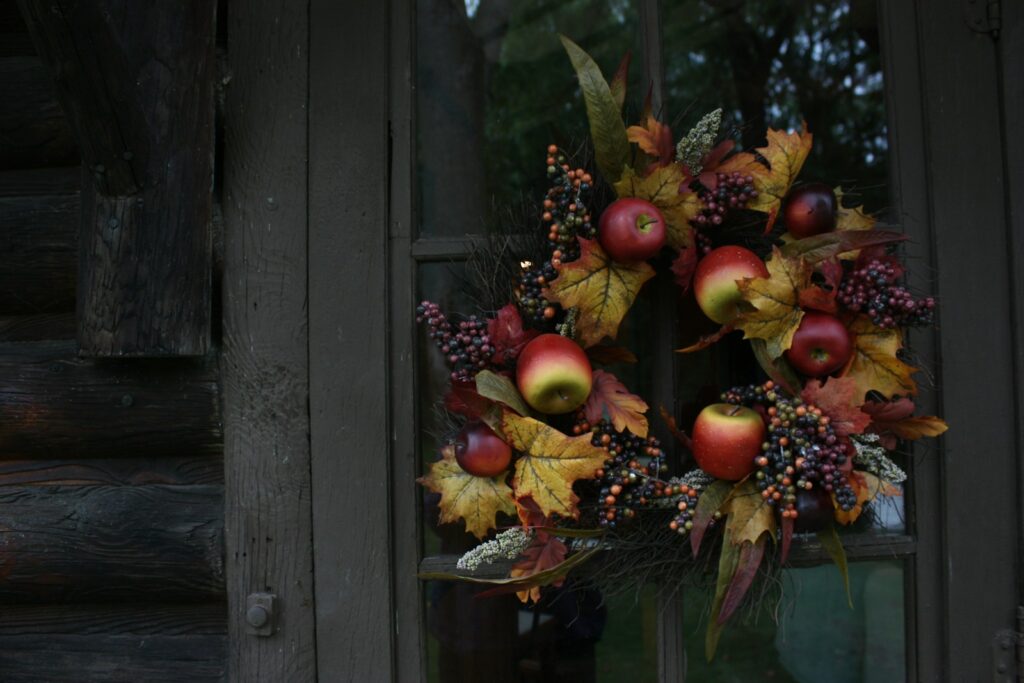 Green and red fruit wreath