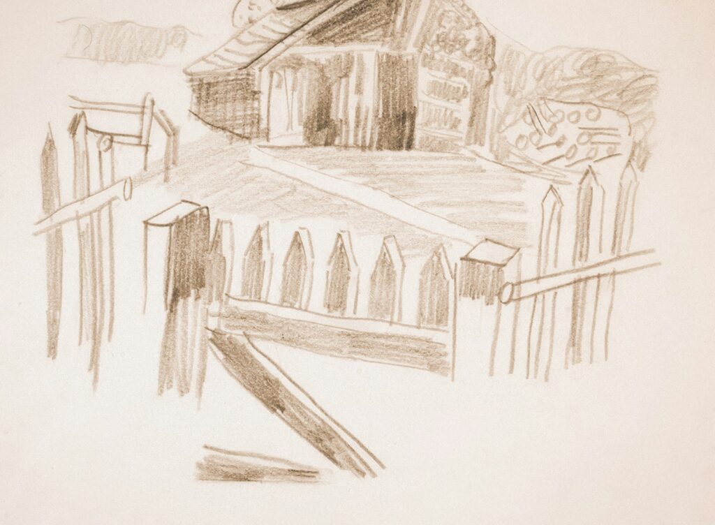 Sketching a trellis design on a paper.