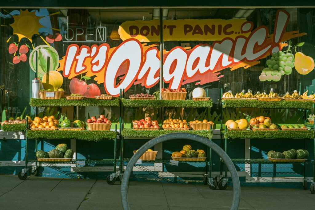 A display in a store filled with lots of fresh produce.