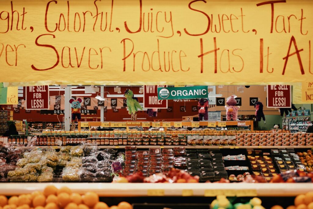 Assorted fruits on rack.