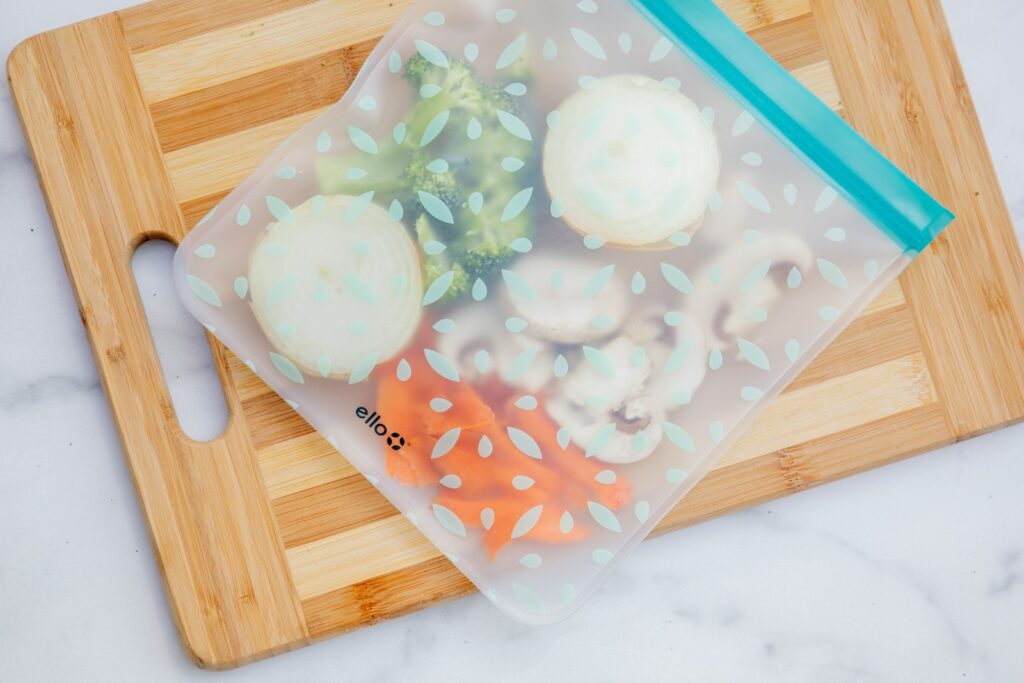 White ice cream on blue plastic container